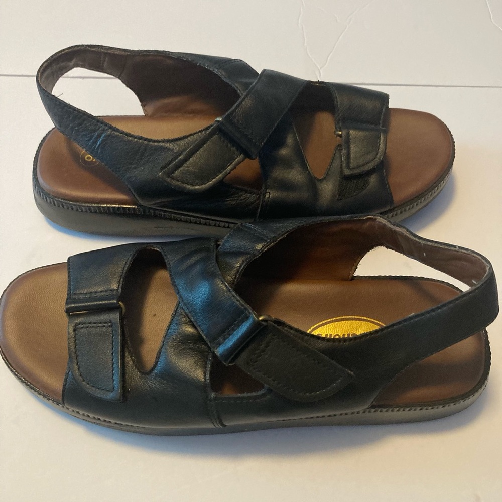Dr. Scholl's Black Leather Adjustable Slingback Sandals - Picture 4 of 8